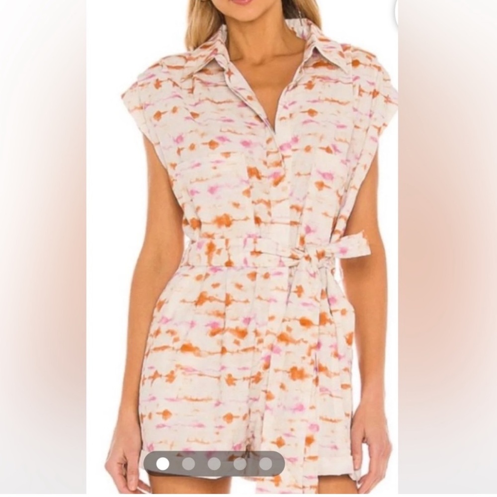 BlankNYC Pink and Orange Tie Romper